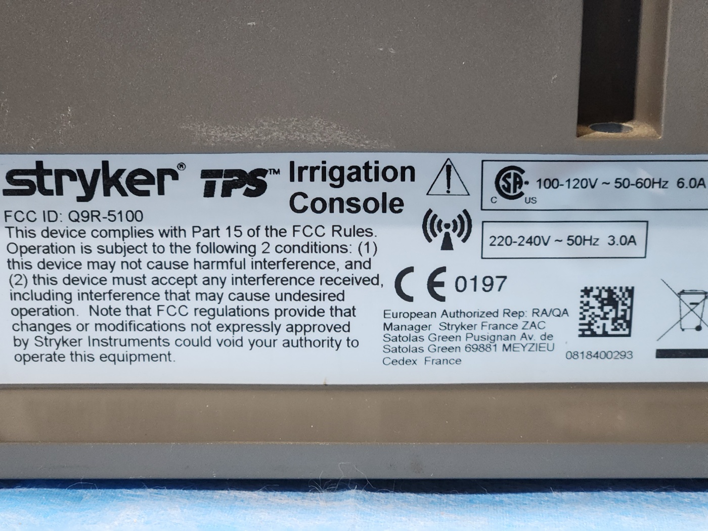 Stryker TPS 5100-50 Irrigation Console